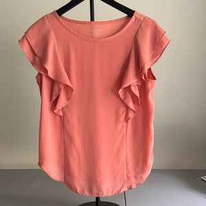 LOFT Women's Peach Ruffle Sleeve Blouse